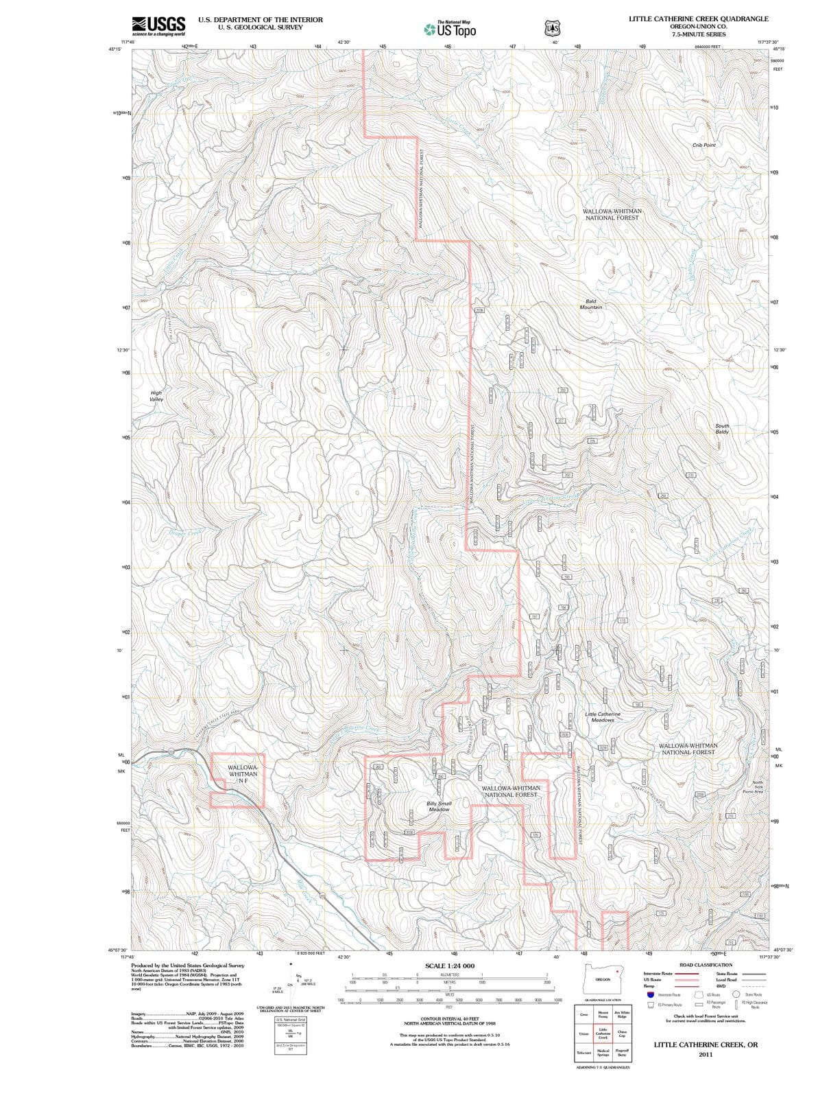 2011 Little Catherine Creek, OR - Oregon - USGS Topographic Map