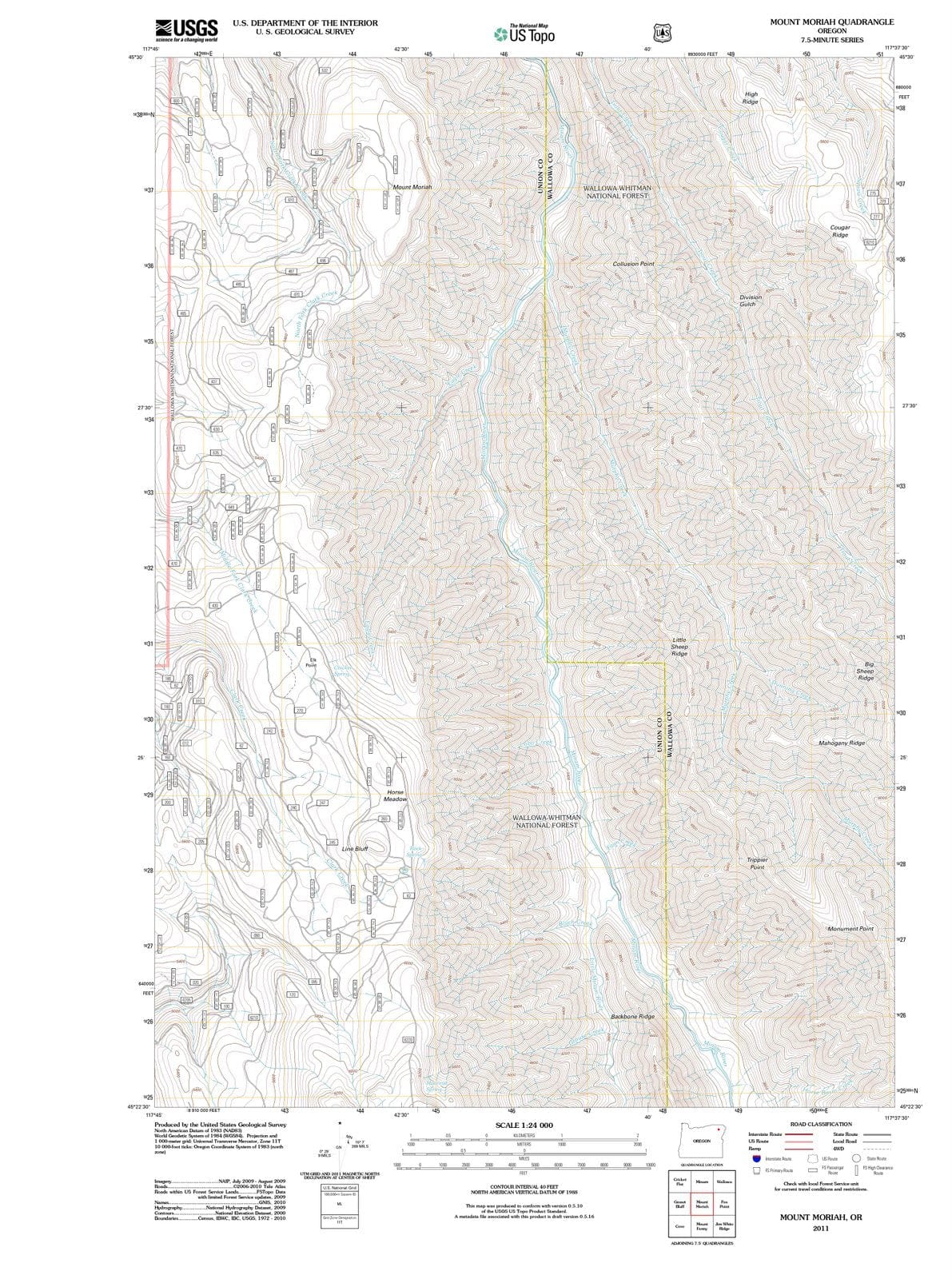 2011 Mount Moriah, OR - Oregon - USGS Topographic Map