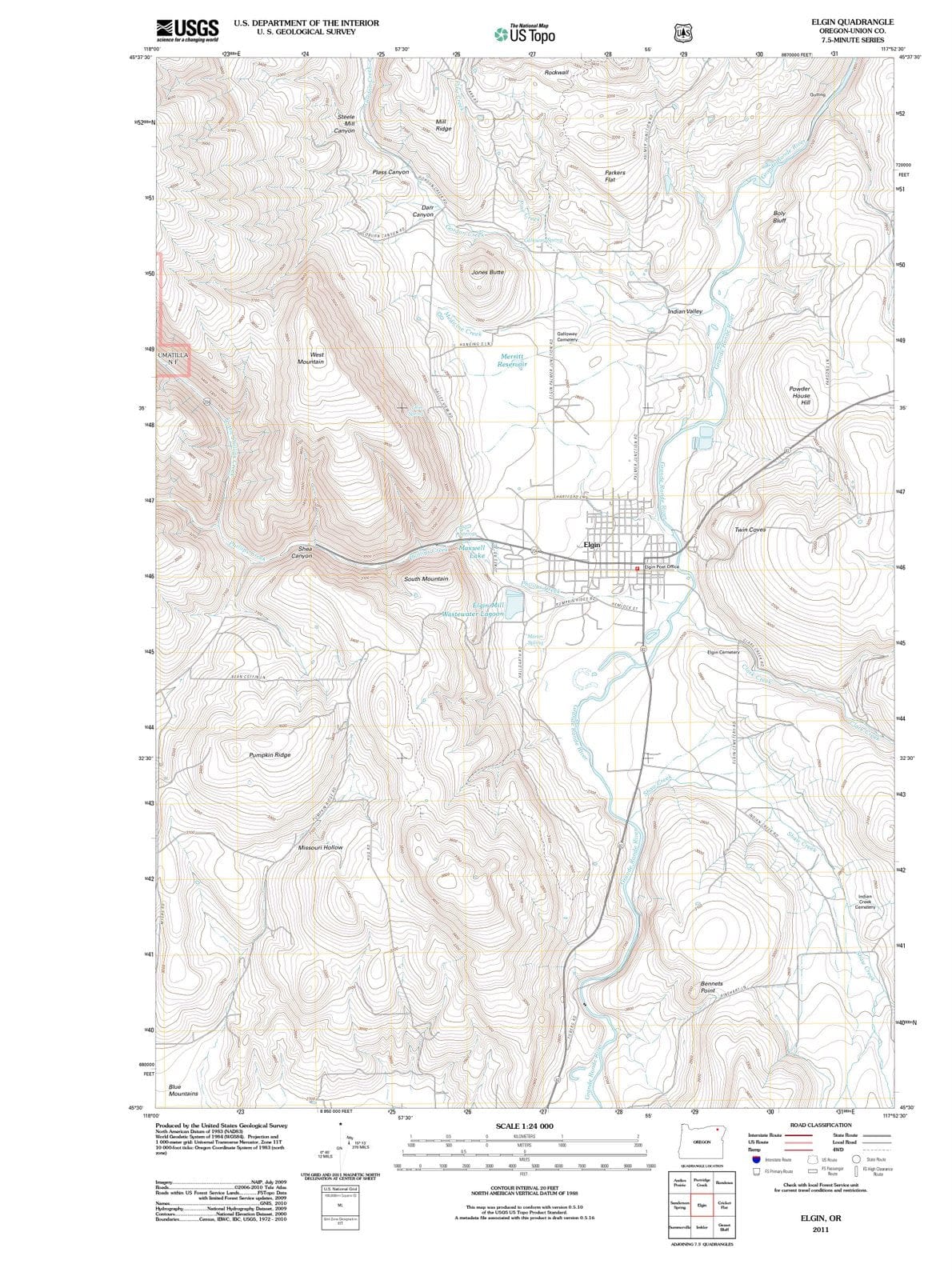 2011 Elgin, OR - Oregon - USGS Topographic Map