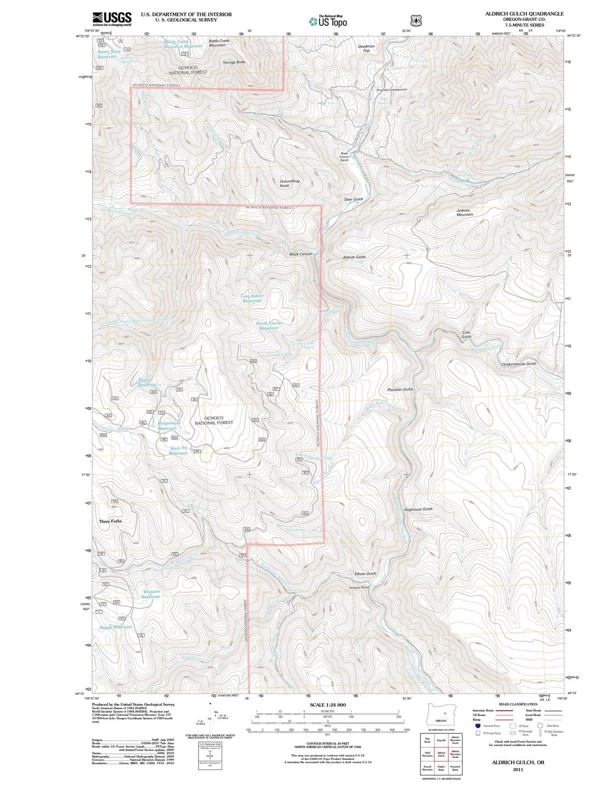 2011 Aldrich Gulch, OR - Oregon - USGS Topographic Map