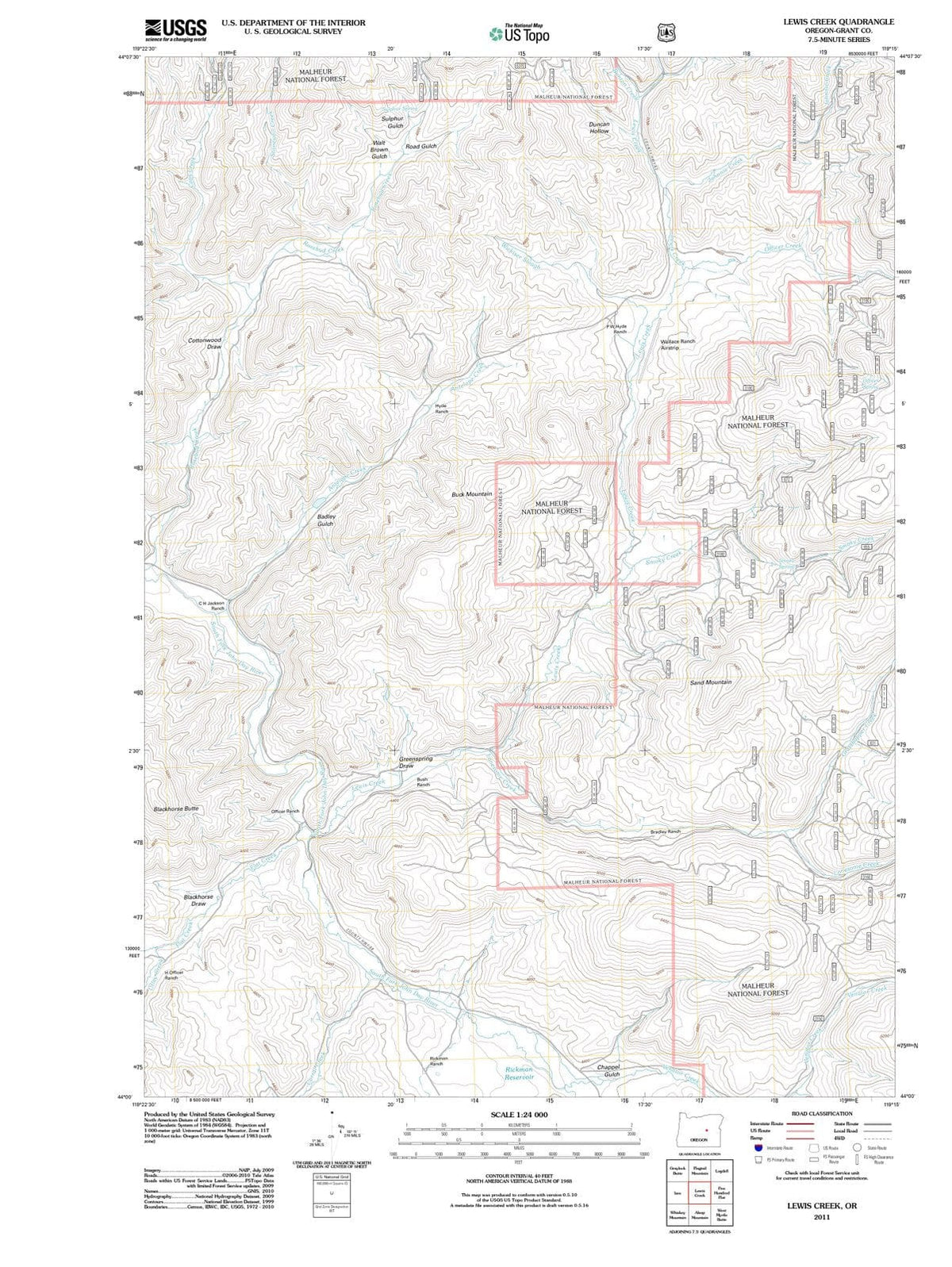 2011 Lewis Creek, OR - Oregon - USGS Topographic Map