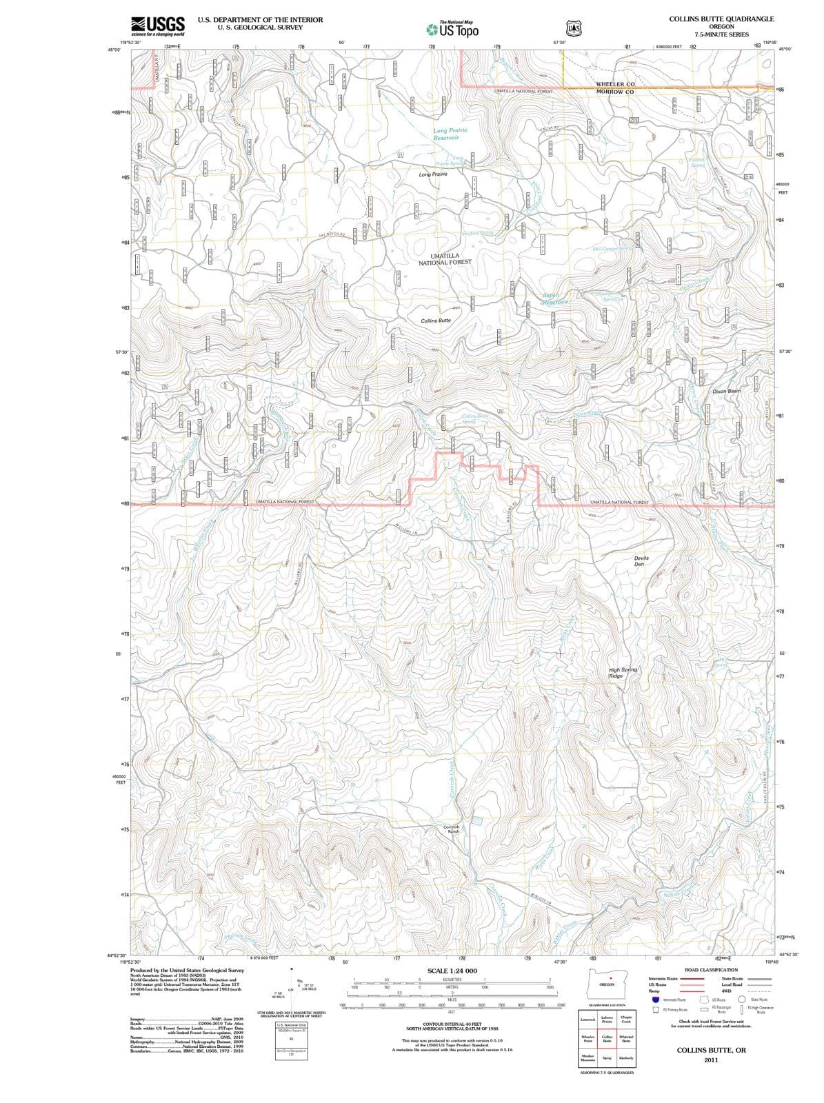 2011 Collins Butte, OR - Oregon - USGS Topographic Map