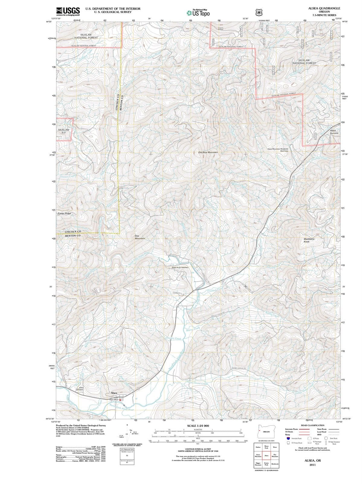 2011 Alsea, OR - Oregon - USGS Topographic Map