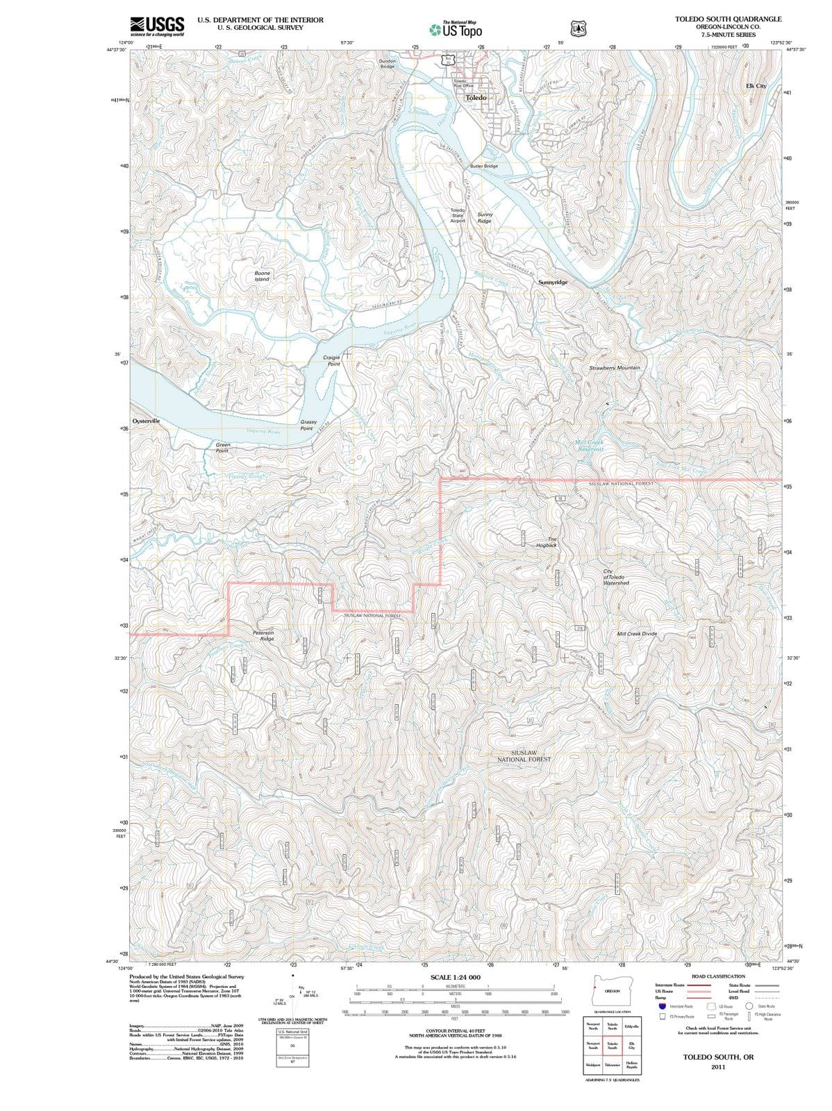 2011 Toledo South, OR - Oregon - USGS Topographic Map