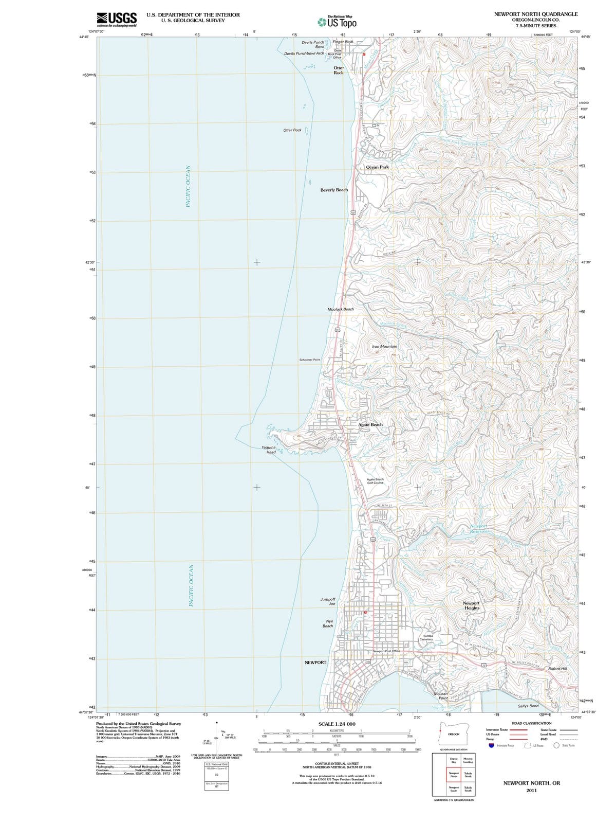 2011 Newport North, OR - Oregon - USGS Topographic Map