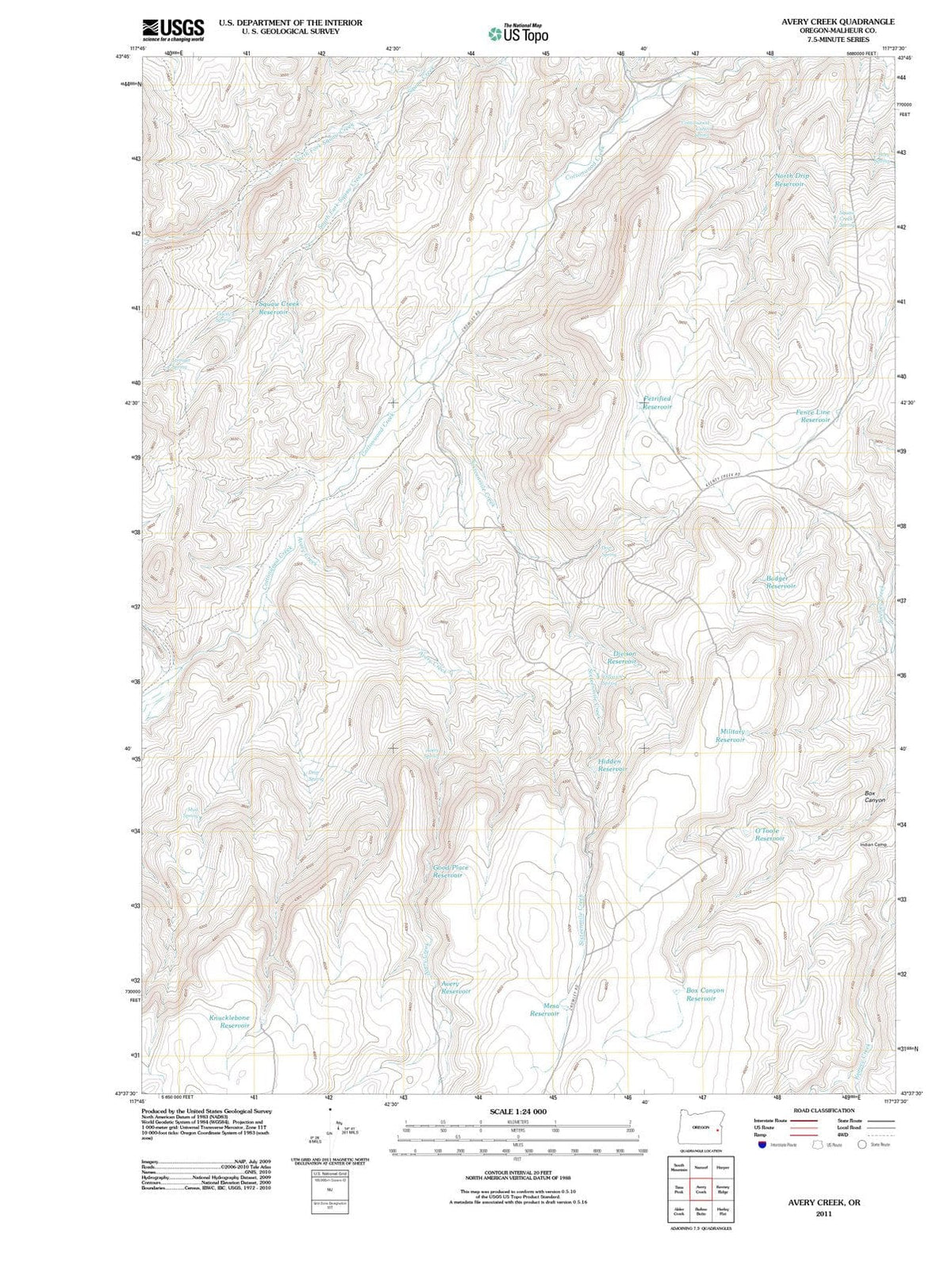 2011 Avery Creek, OR - Oregon - USGS Topographic Map