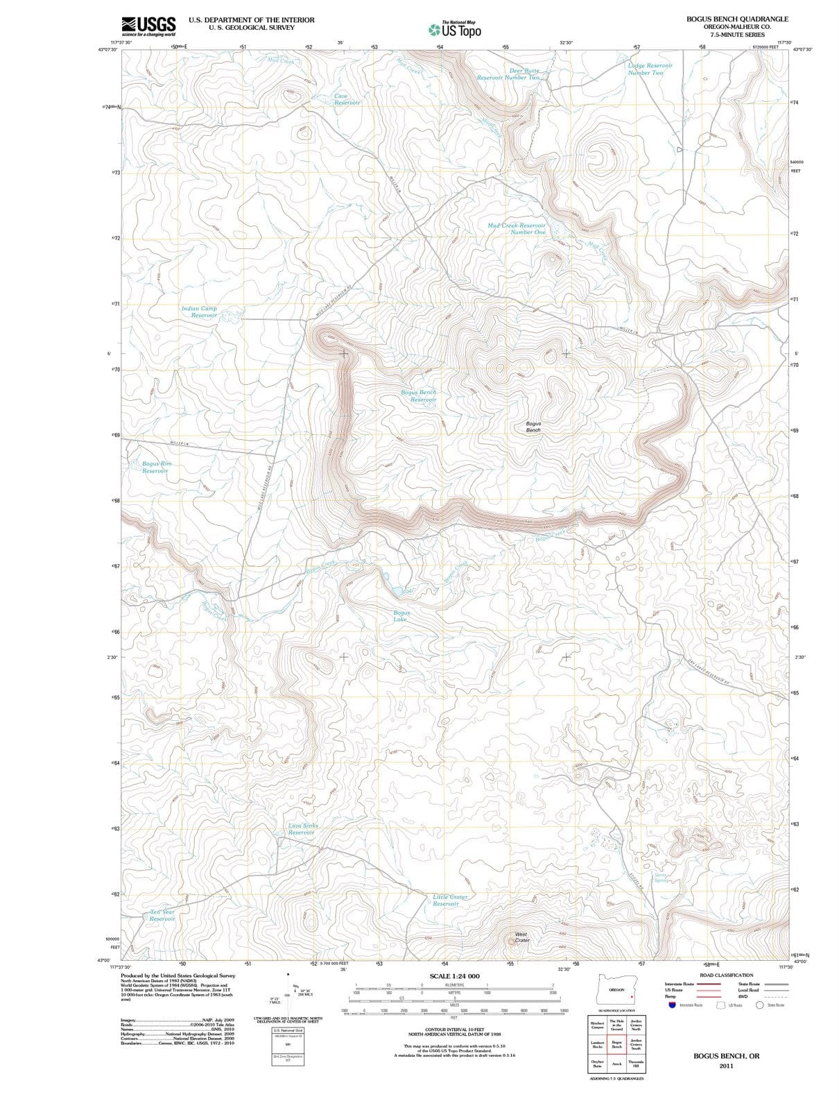 2011 Bogus Bench, OR - Oregon - USGS Topographic Map
