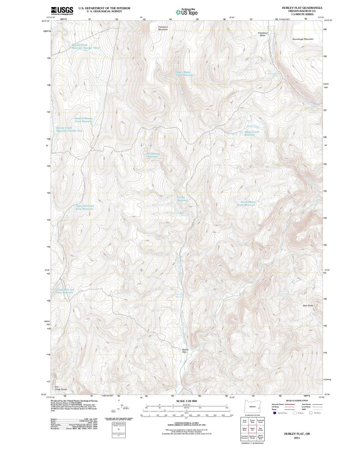 2011 Hurley Flat, OR - Oregon - USGS Topographic Map