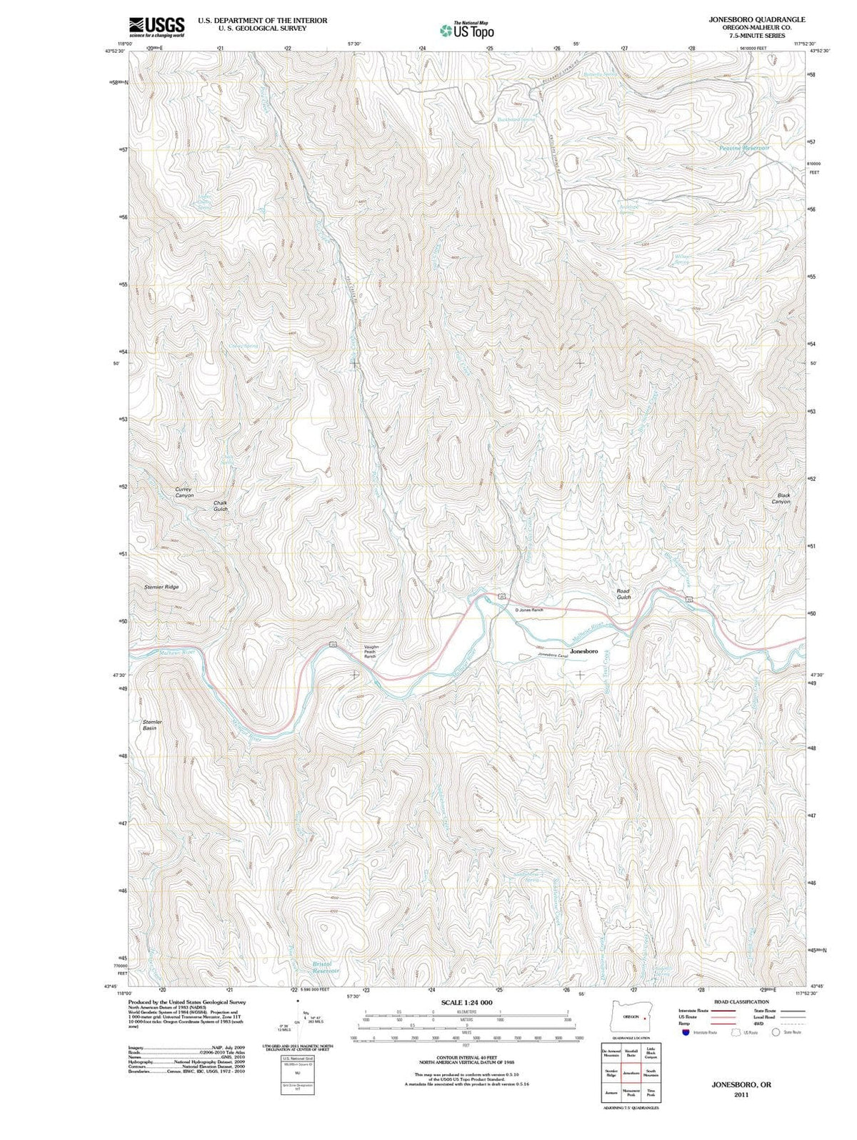 2011 Jonesboro, OR - Oregon - USGS Topographic Map