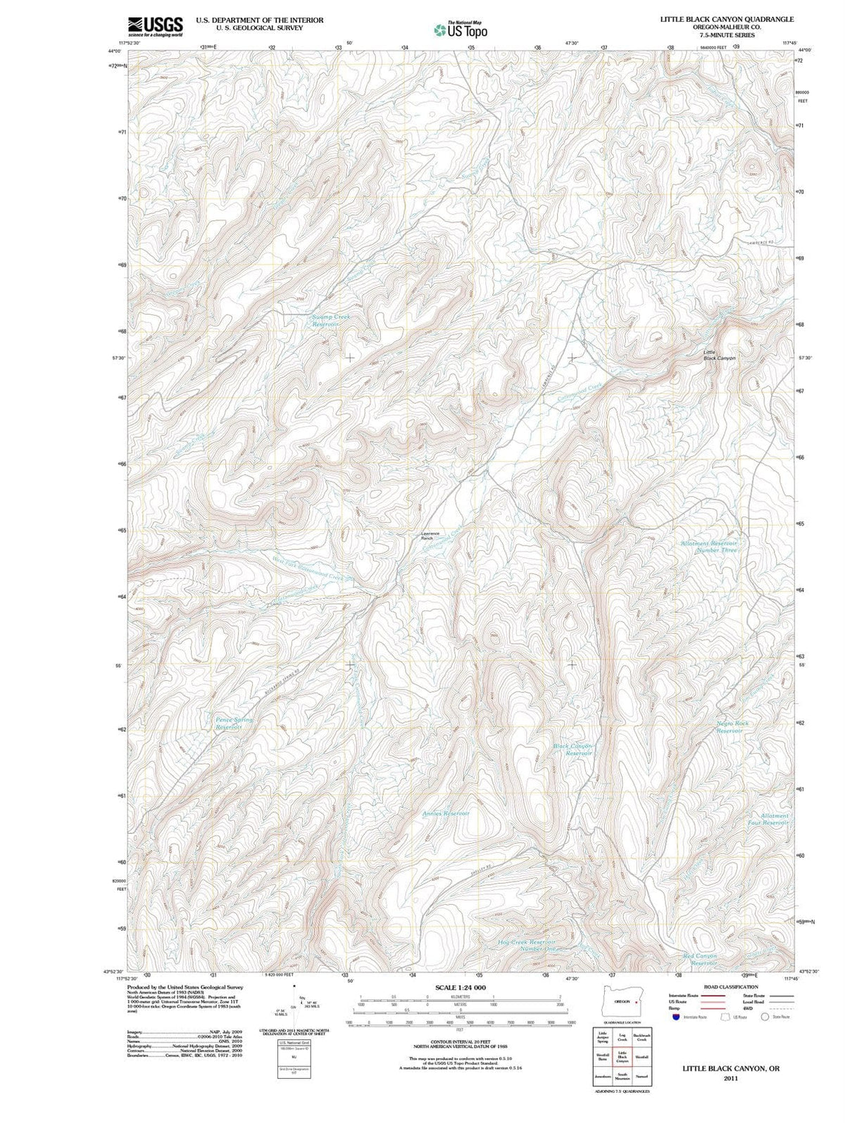 2011 Little Black Canyon, OR - Oregon - USGS Topographic Map