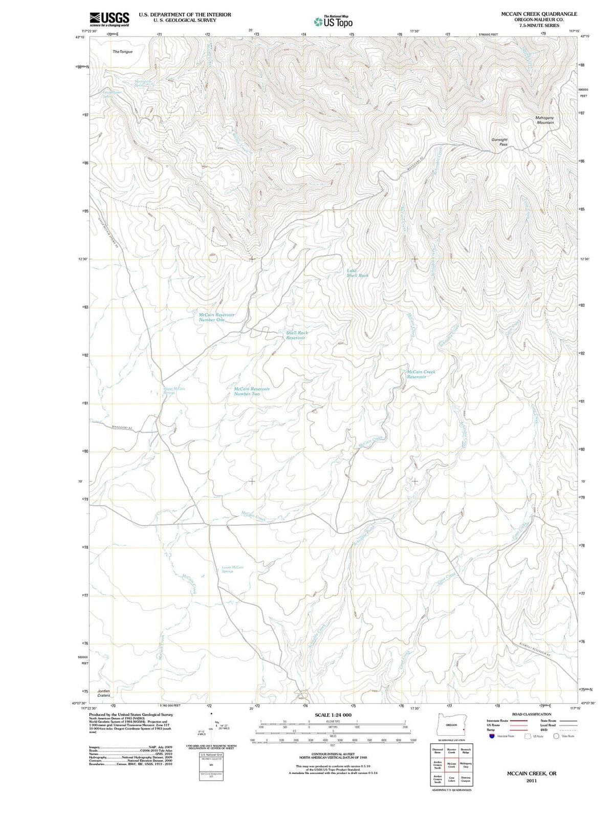 2011 McCain Creek, OR - Oregon - USGS Topographic Map