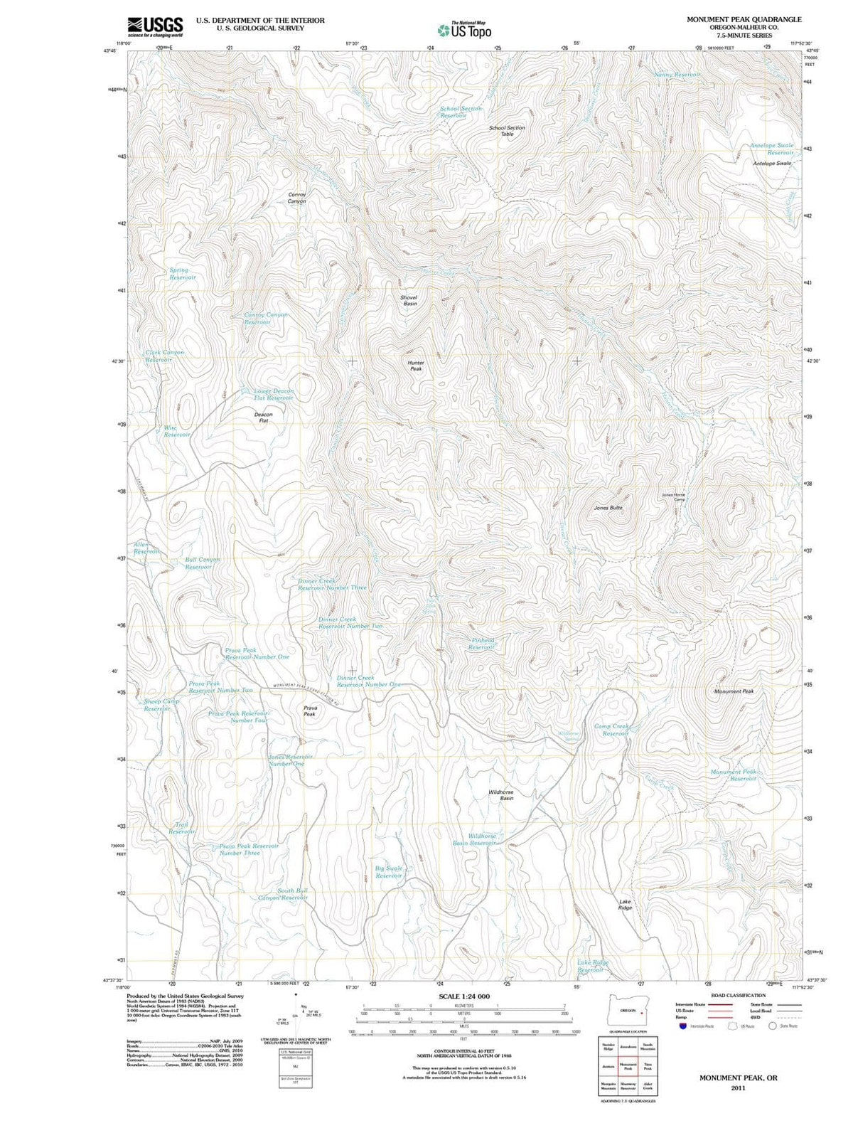 2011 Monument Peak, OR - Oregon - USGS Topographic Map