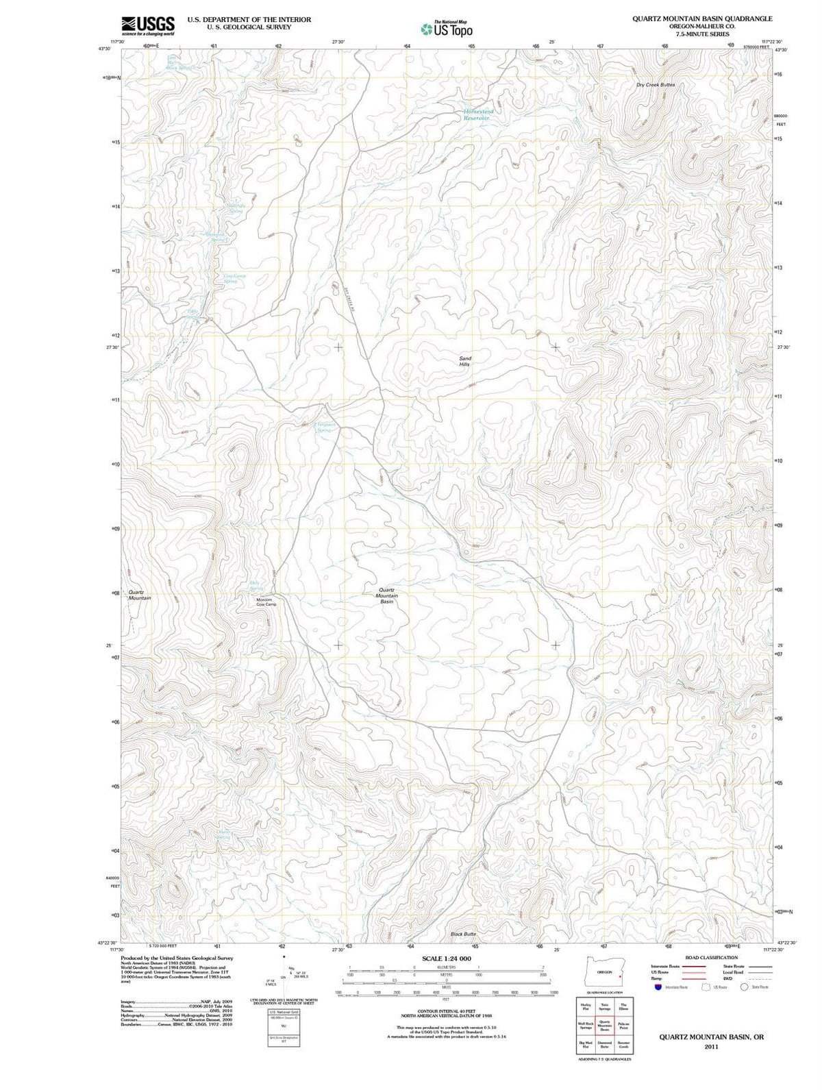 2011 Quartz Mountain Basin, OR - Oregon - USGS Topographic Map
