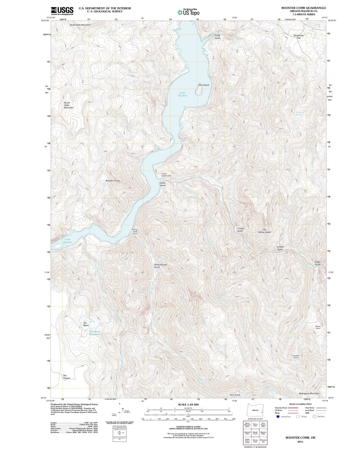 2011 Rooster Comb, OR - Oregon - USGS Topographic Map
