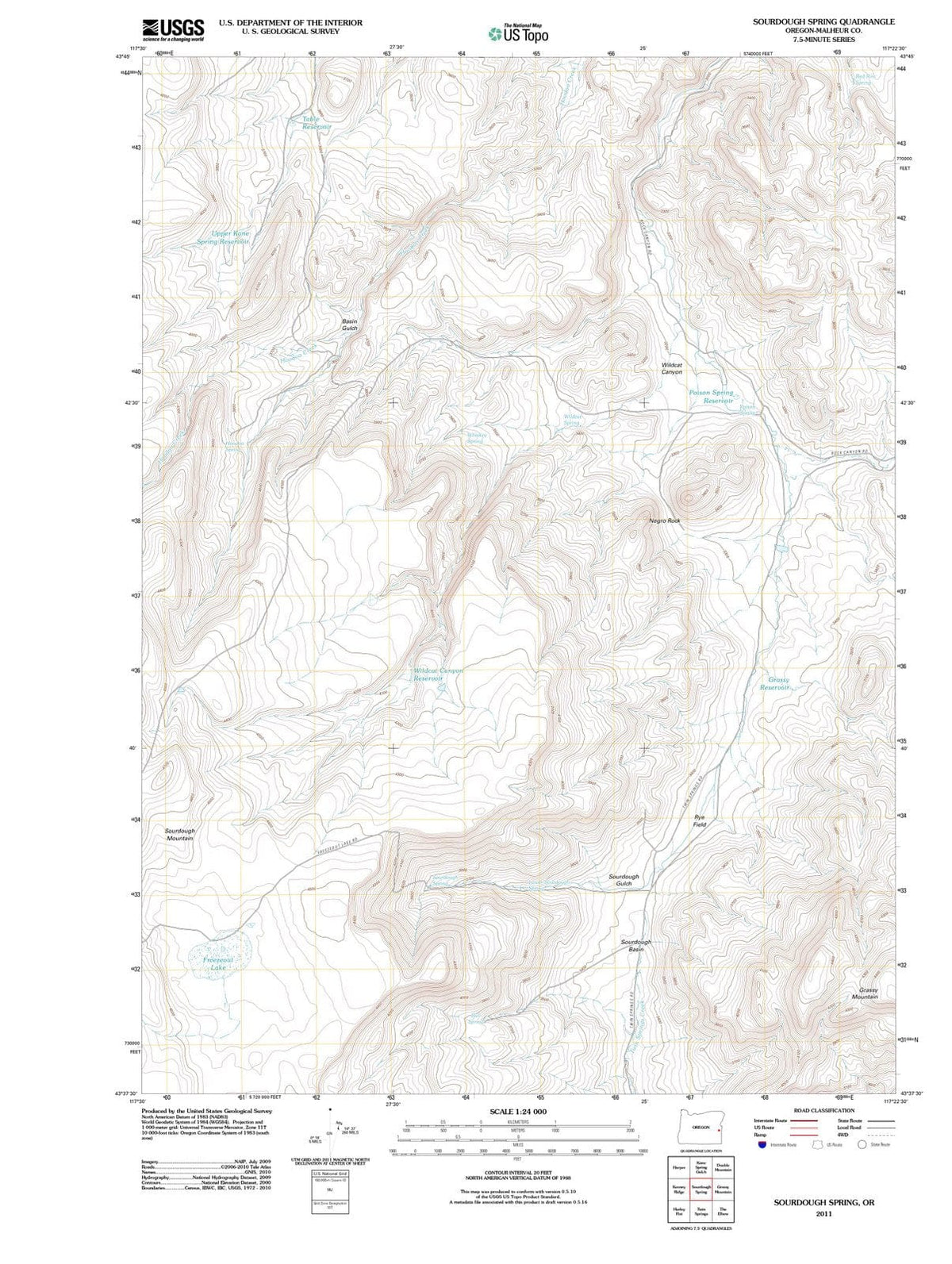 2011 Sourdough Spring, OR - Oregon - USGS Topographic Map