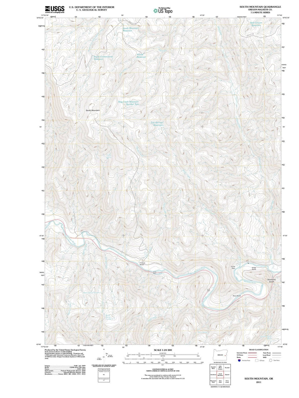 2011 South Mountain, OR - Oregon - USGS Topographic Map