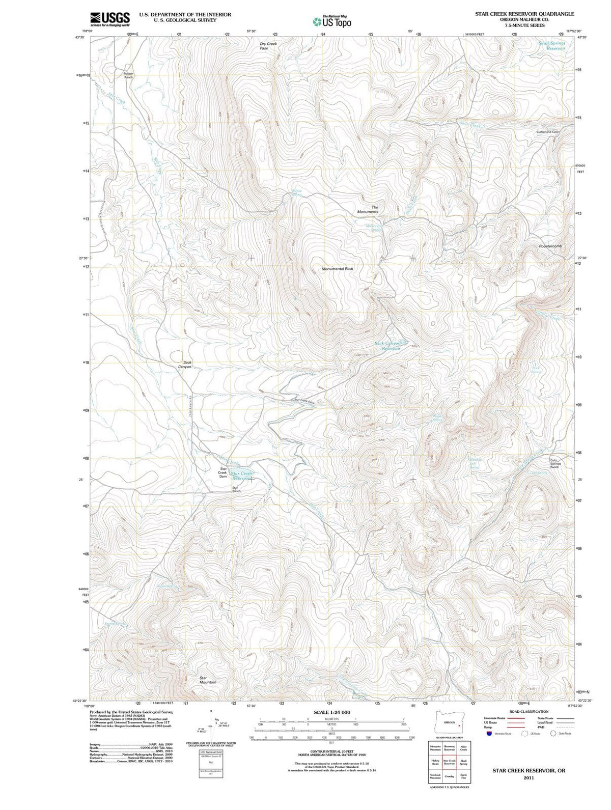 2011 Star Creek Reservoir, OR - Oregon - USGS Topographic Map