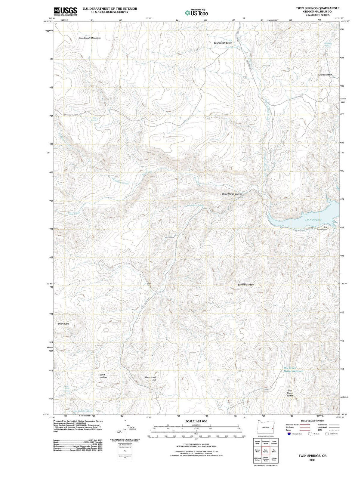 2011 Twin Springs, OR - Oregon - USGS Topographic Map