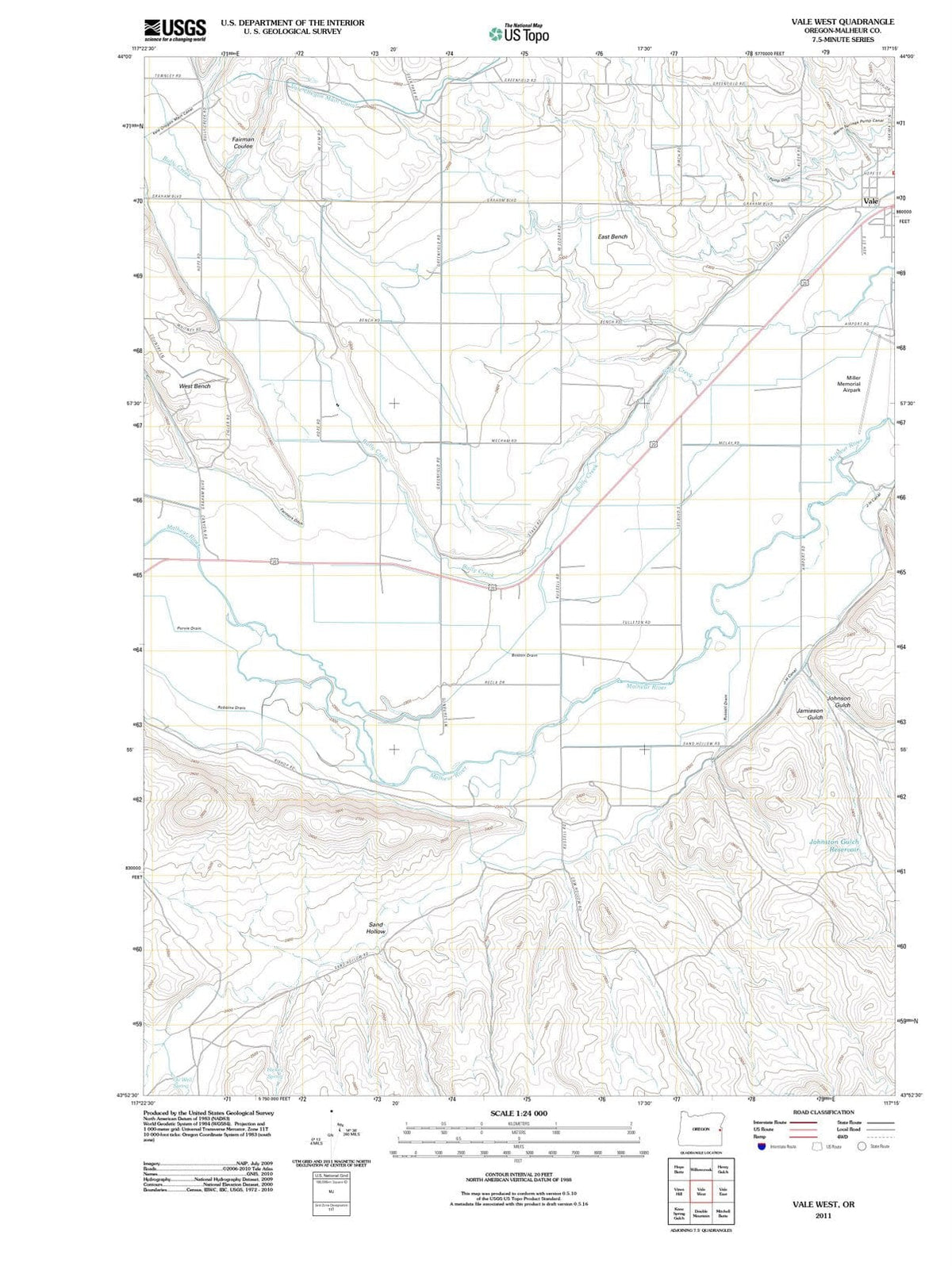 2011 Vale West, OR - Oregon - USGS Topographic Map