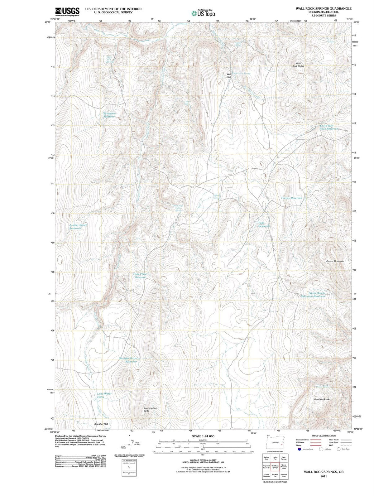 2011 Wall Rock Springs, OR - Oregon - USGS Topographic Map