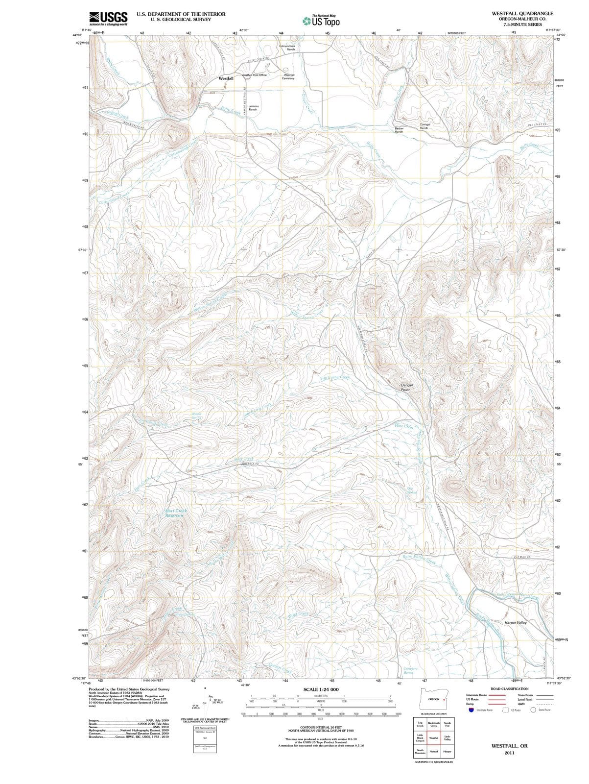 2011 Westfall, OR - Oregon - USGS Topographic Map