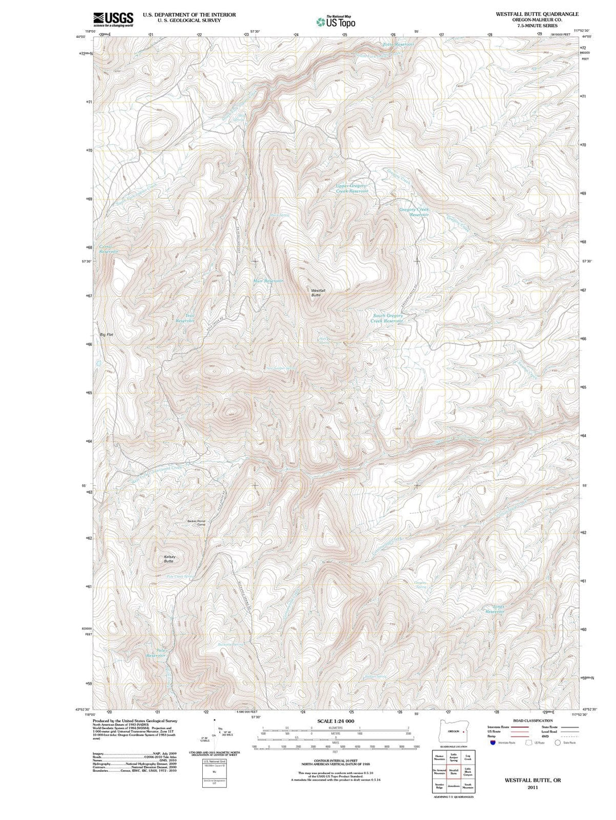 2011 Westfall Butte, OR - Oregon - USGS Topographic Map