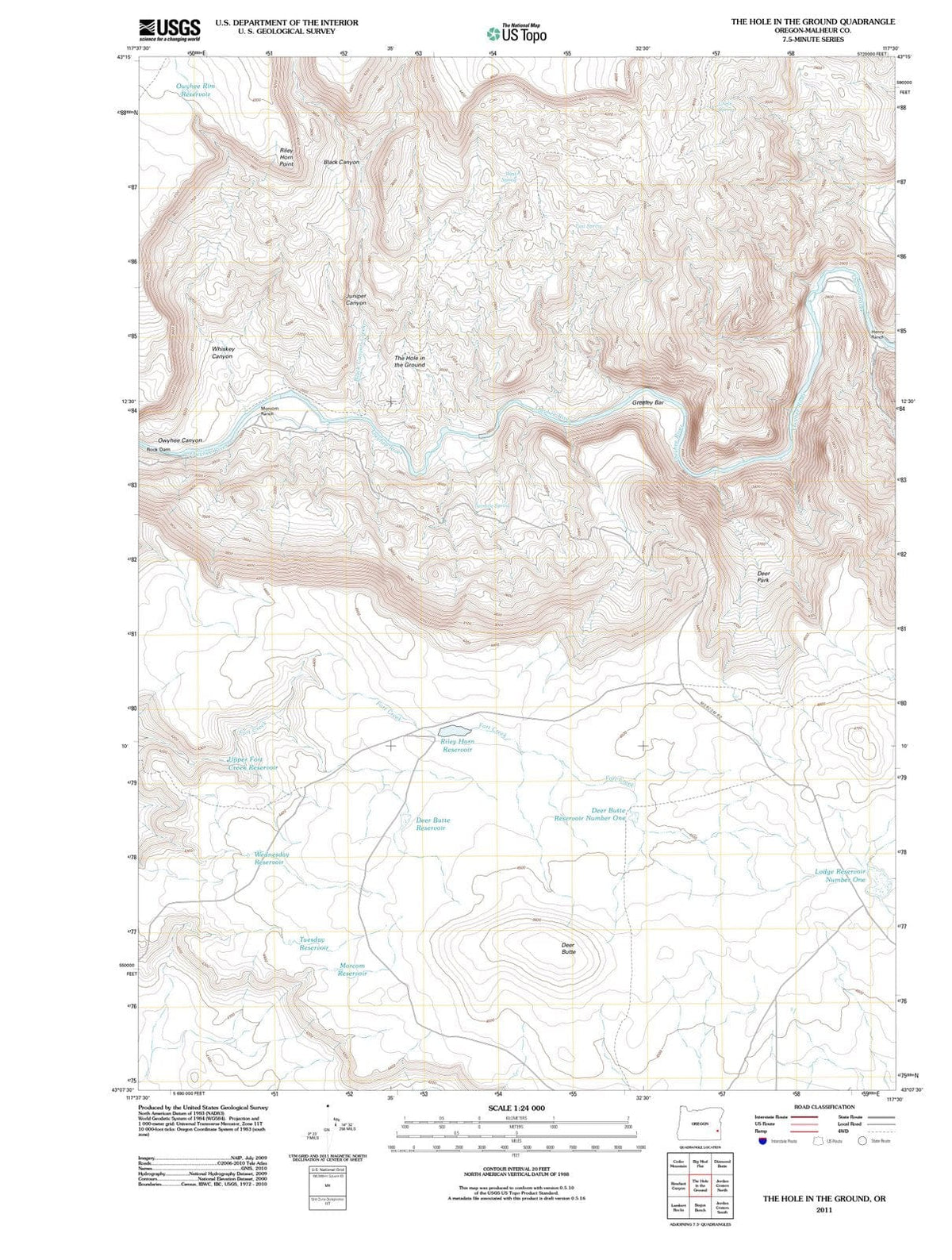 2011 The Hole in The Ground, OR - Oregon - USGS Topographic Map