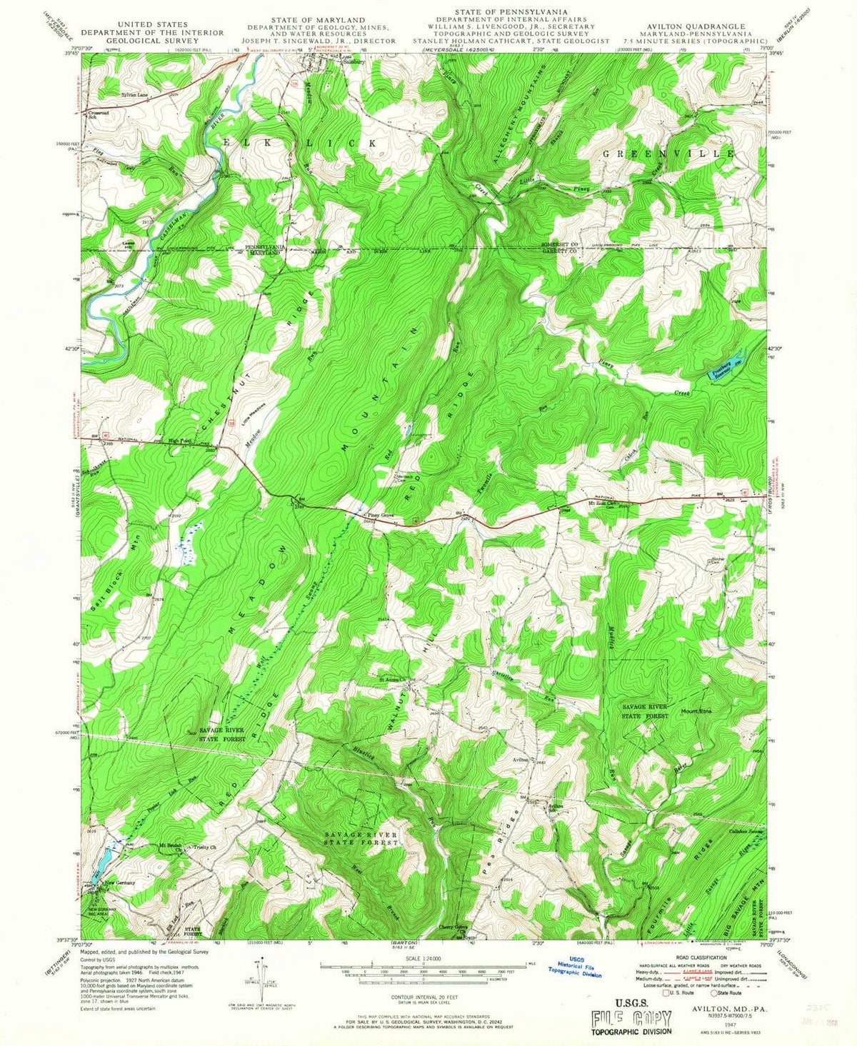 1947 Avilton, MD - Maryland - USGS Topographic Map