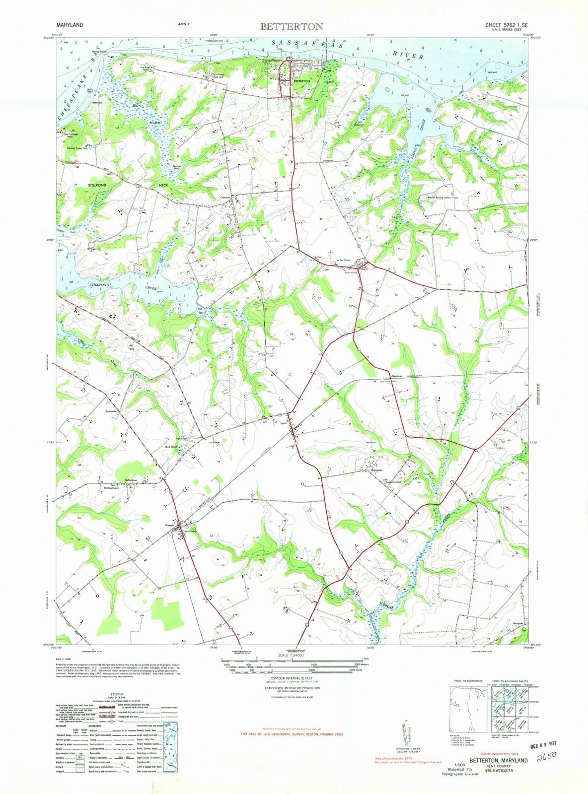 1948 Betterton, MD - Maryland - USGS Topographic Map