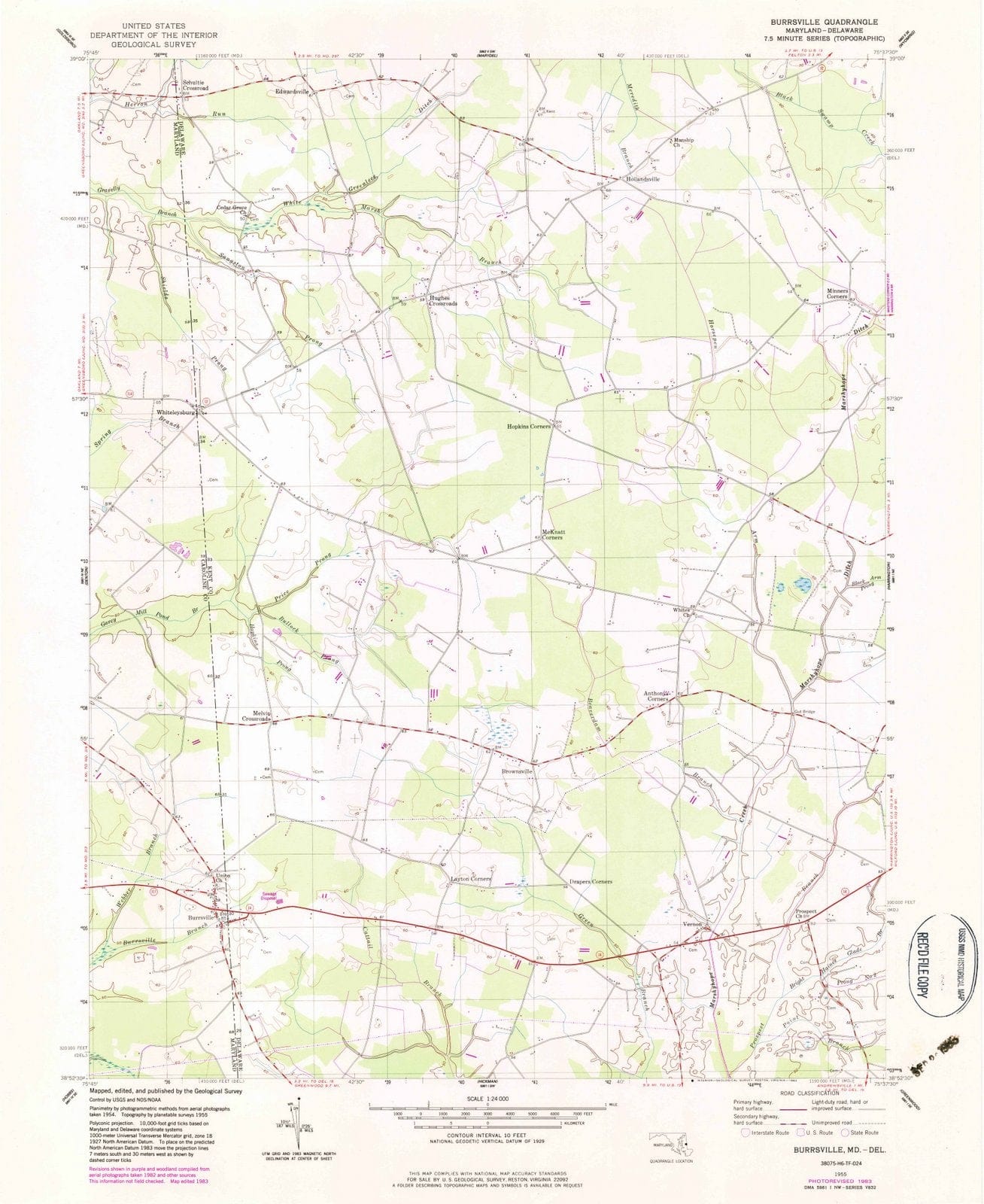1955 Burrsville, MD - Maryland - USGS Topographic Map