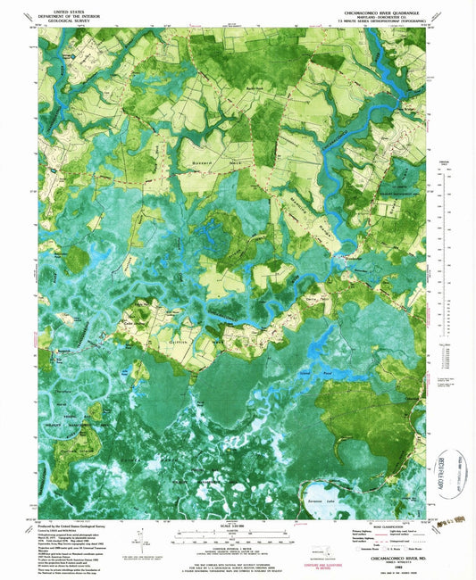 1982 Chicamacomico River, MD - Maryland - USGS Topographic Map