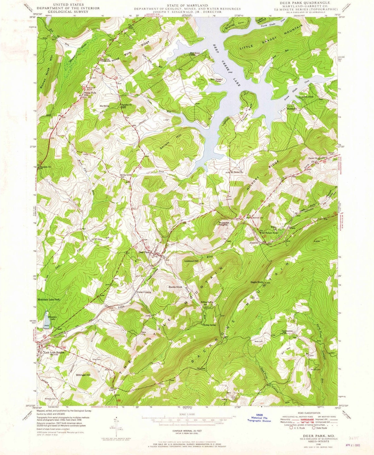 1948 Deer Park, MD - Maryland - USGS Topographic Map