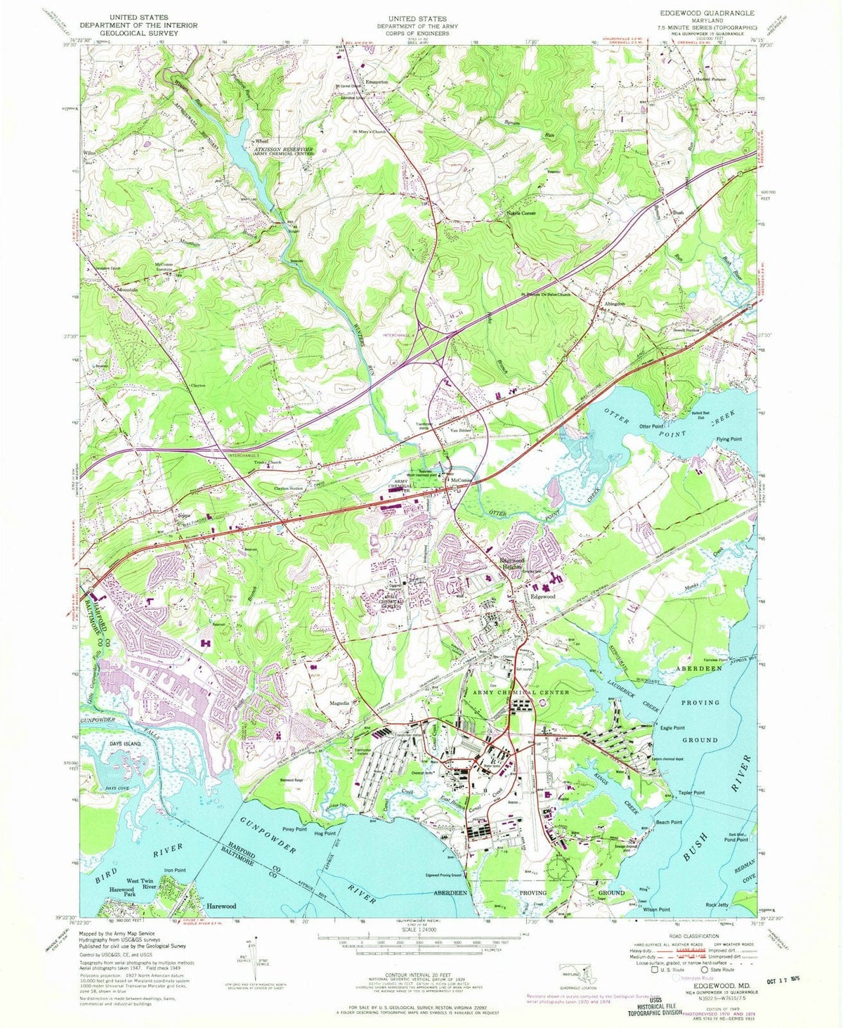 1949 Edgewood, MD - Maryland - USGS Topographic Map