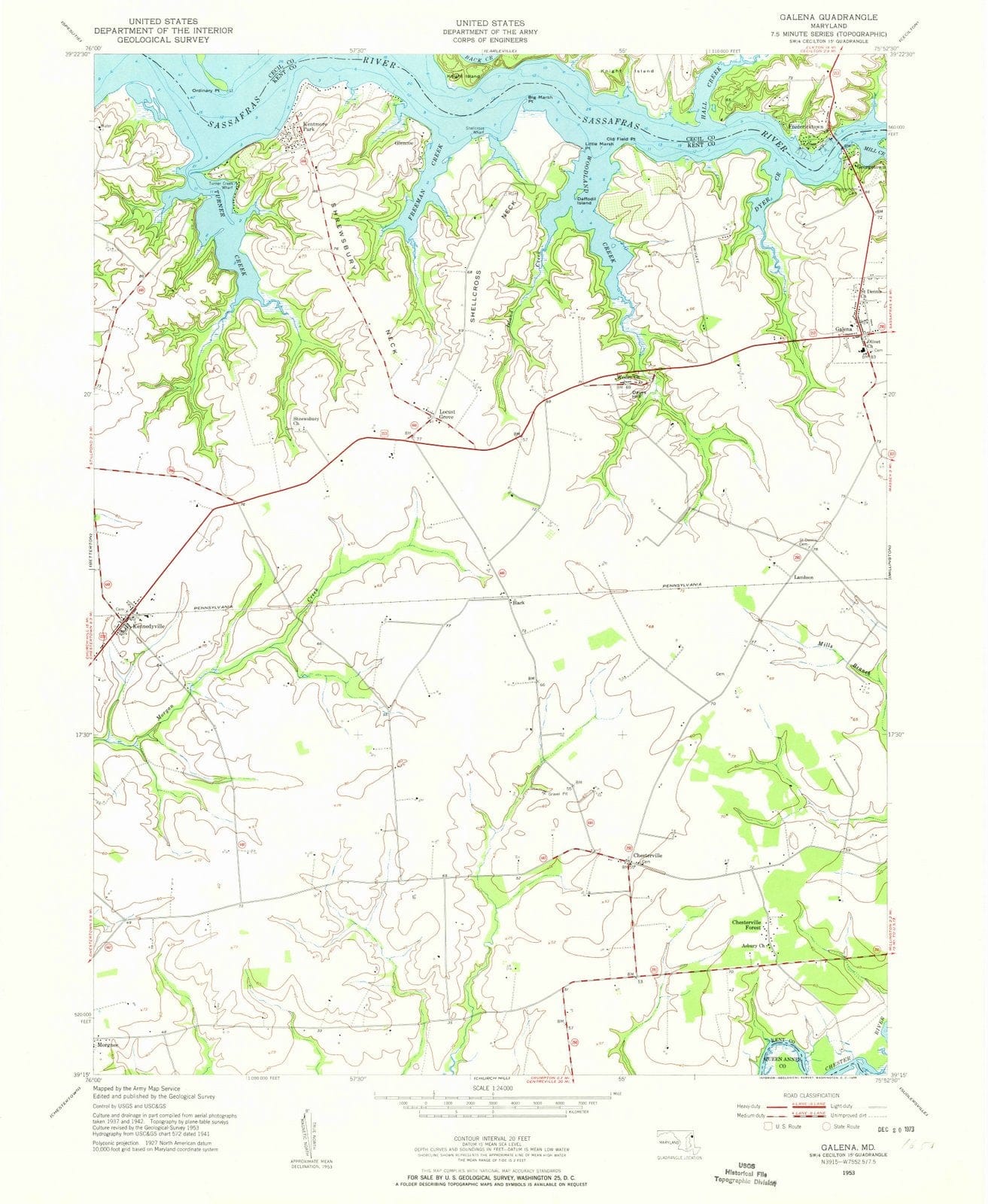 1953 Galena, MD - Maryland - USGS Topographic Map