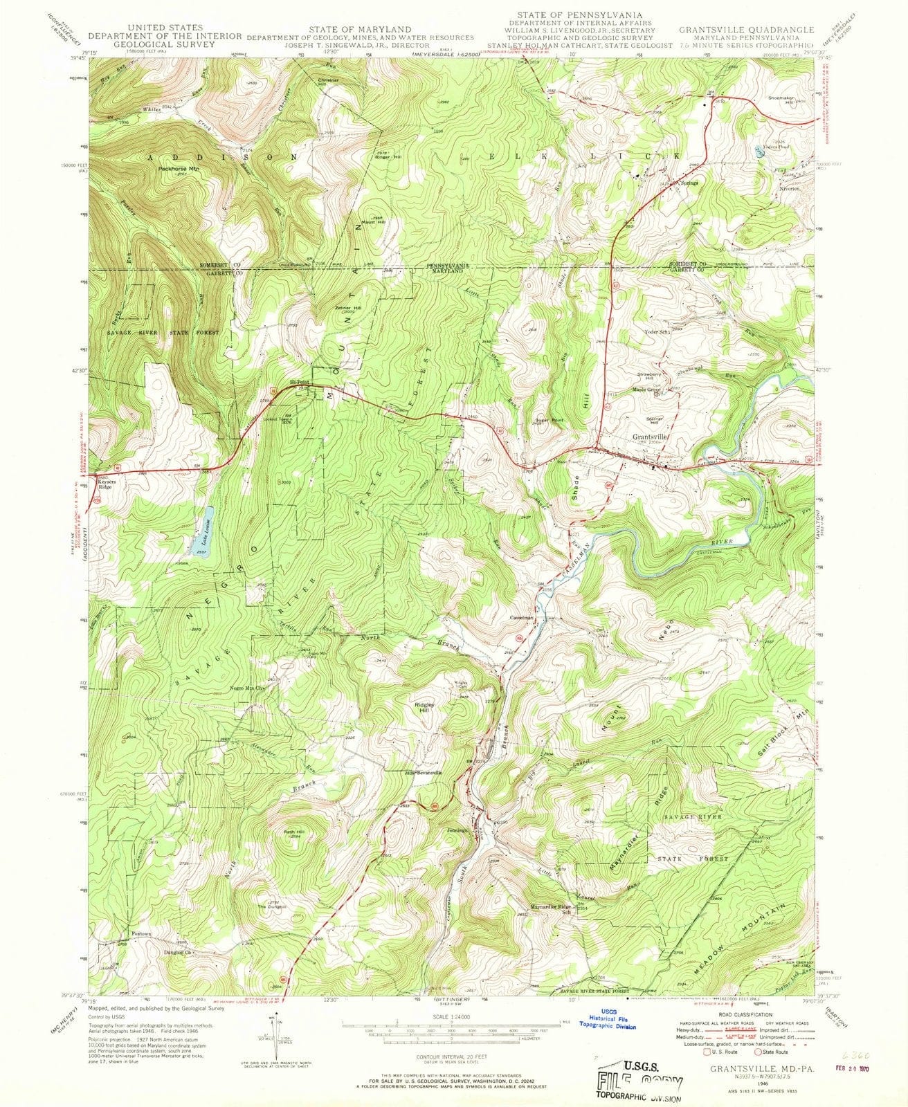 1946 Grantsville, MD - Maryland - USGS Topographic Map