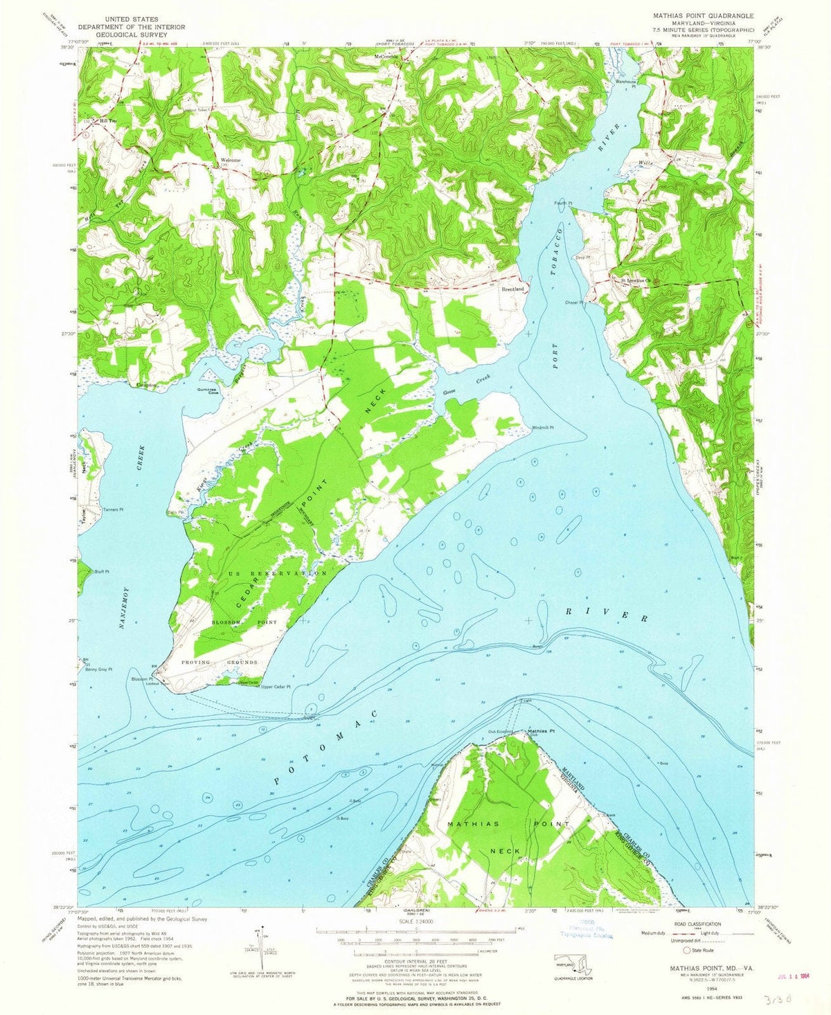 1954 Mathias Point, VA - Virginia - USGS Topographic Map