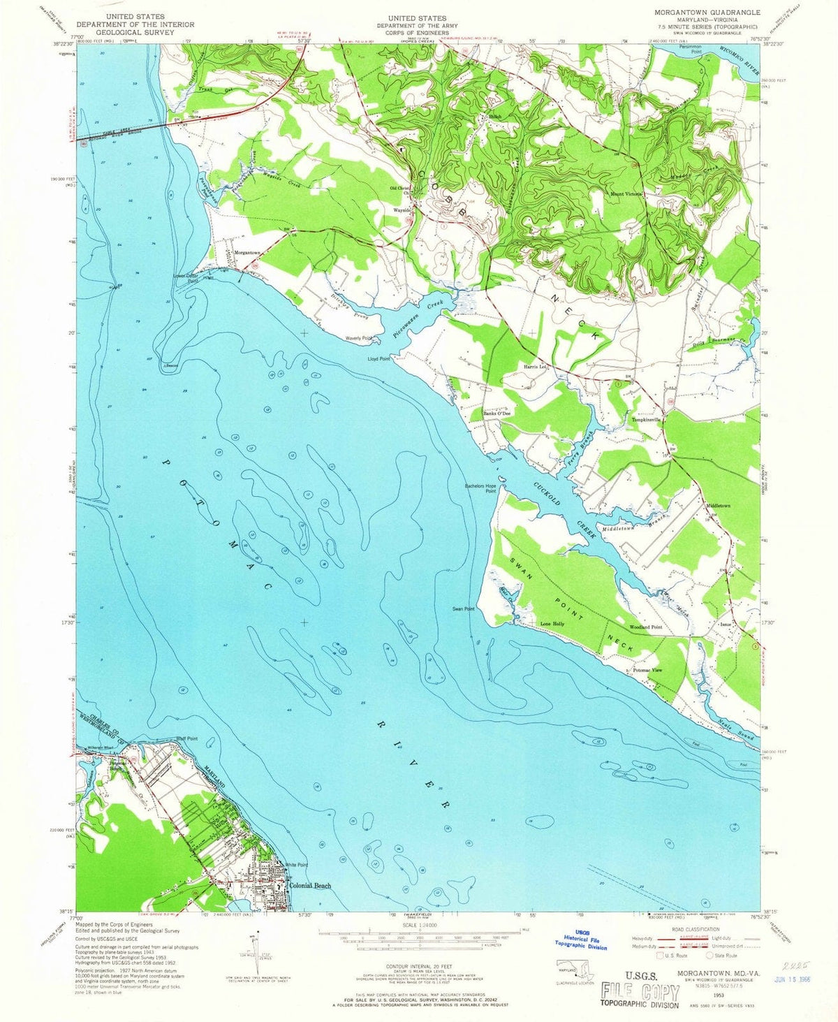1953 Morgantown, VA - Virginia - USGS Topographic Map