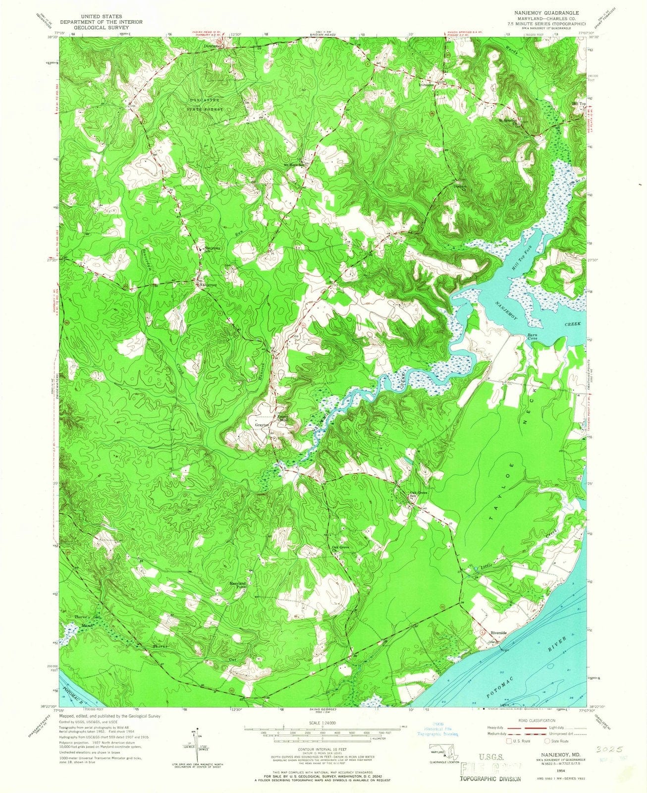 1954 Nanjemoy, MD - Maryland - USGS Topographic Map
