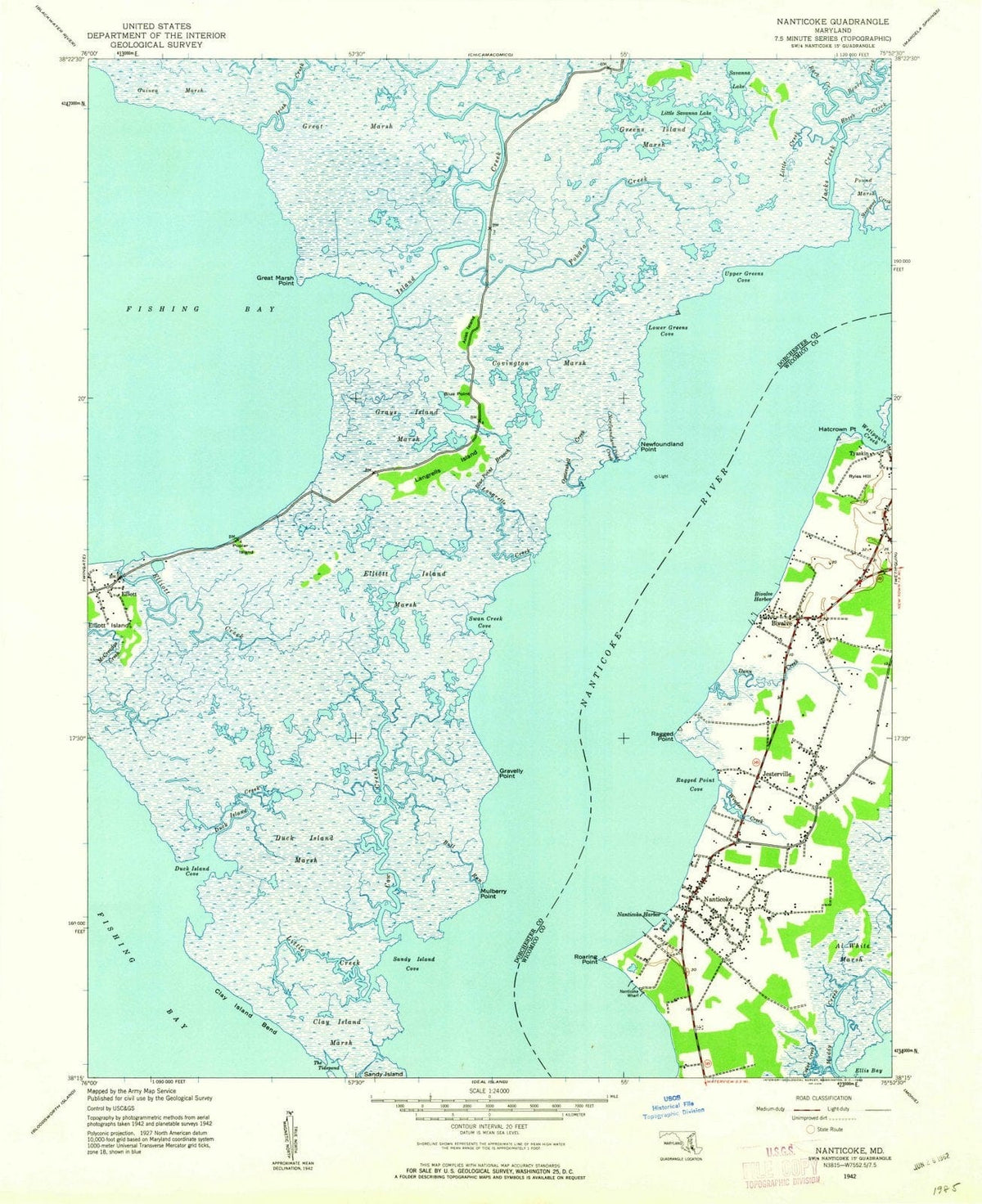 1942 Nanticoke, MD - Maryland - USGS Topographic Map