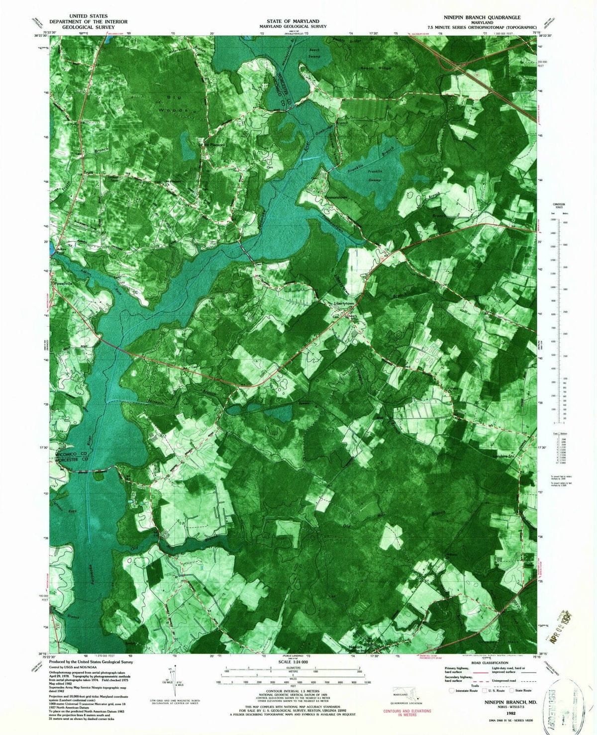 1982 Ninepin Branch, MD - Maryland - USGS Topographic Map