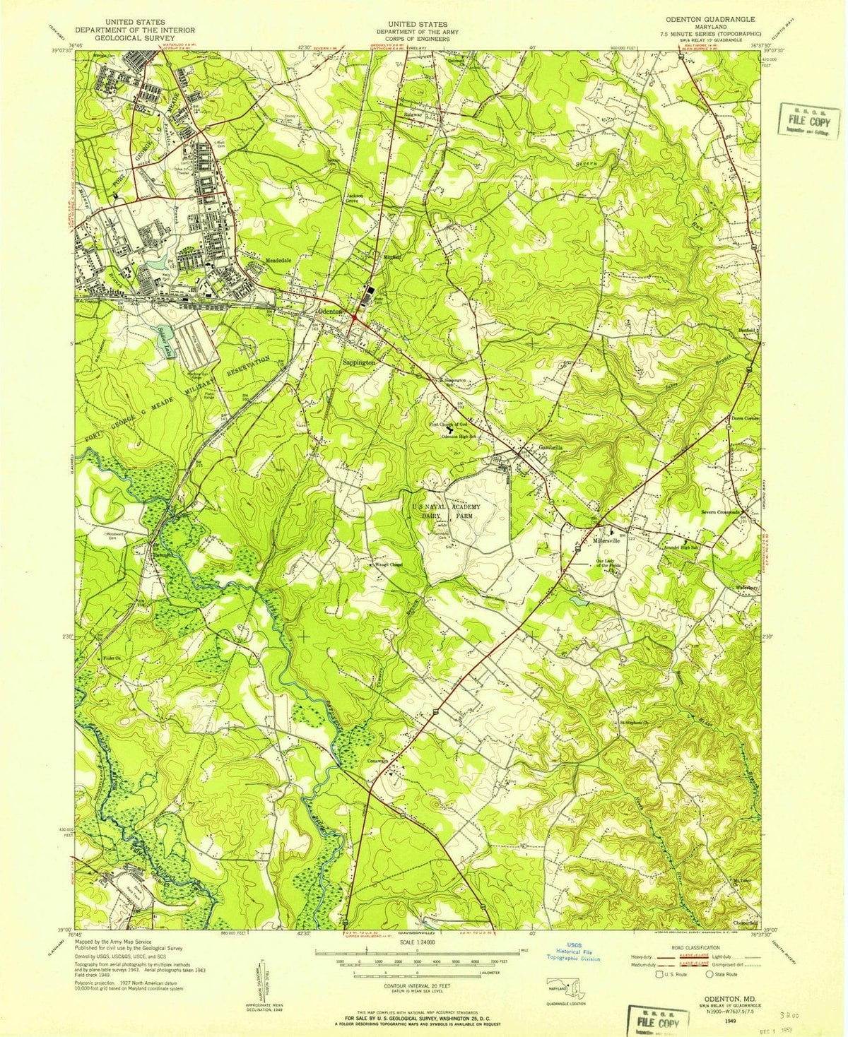 1949 Odenton, MD - Maryland - USGS Topographic Map