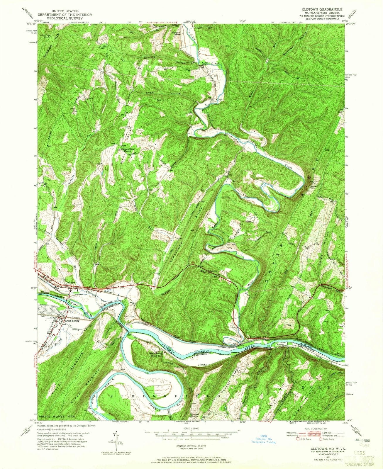 1950 Oldtown, MD - Maryland - USGS Topographic Map