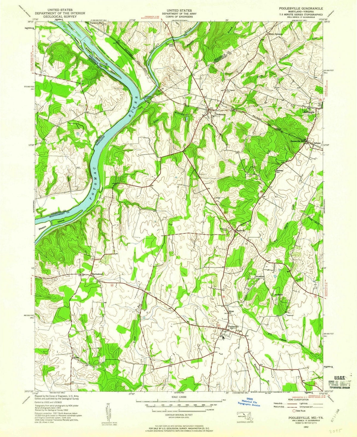 1952 Poolesville, MD - Maryland - USGS Topographic Map