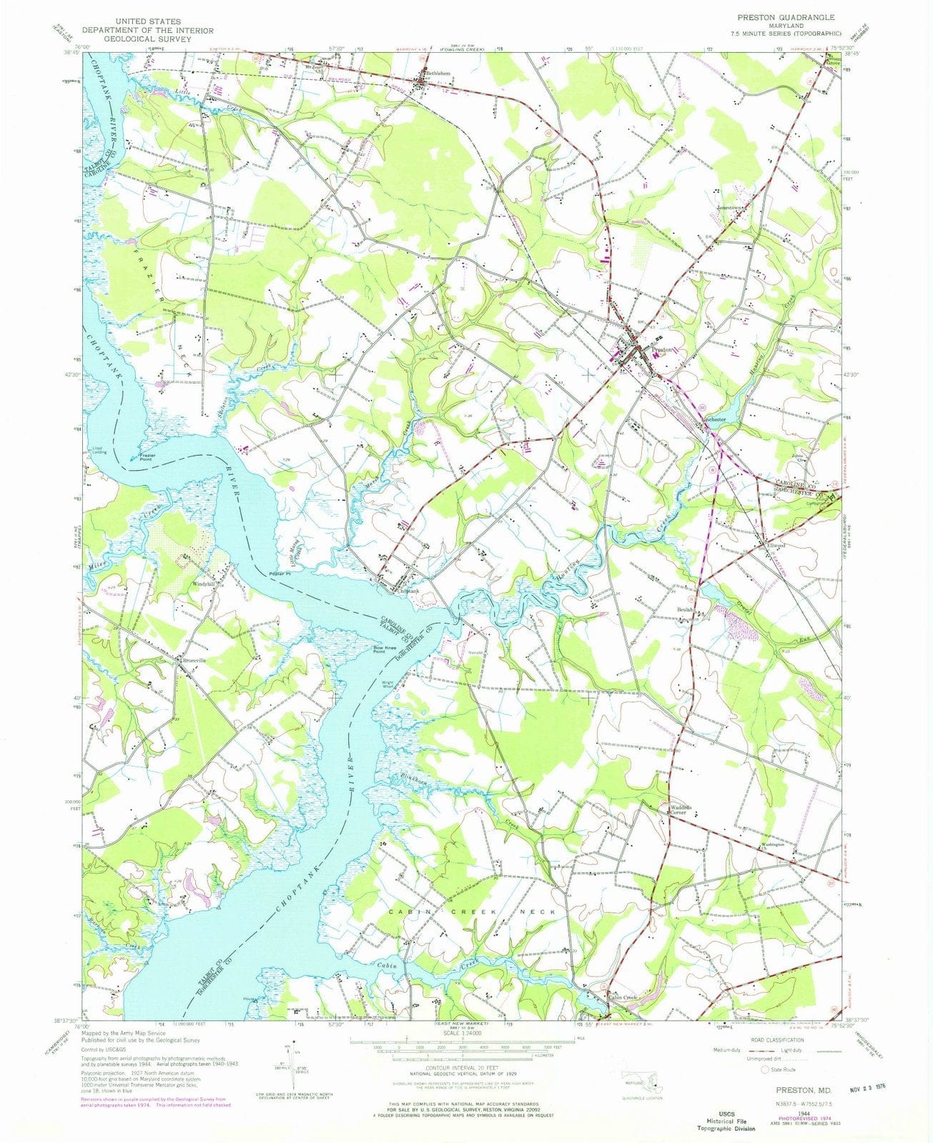 1944 Preston, MD - Maryland - USGS Topographic Map