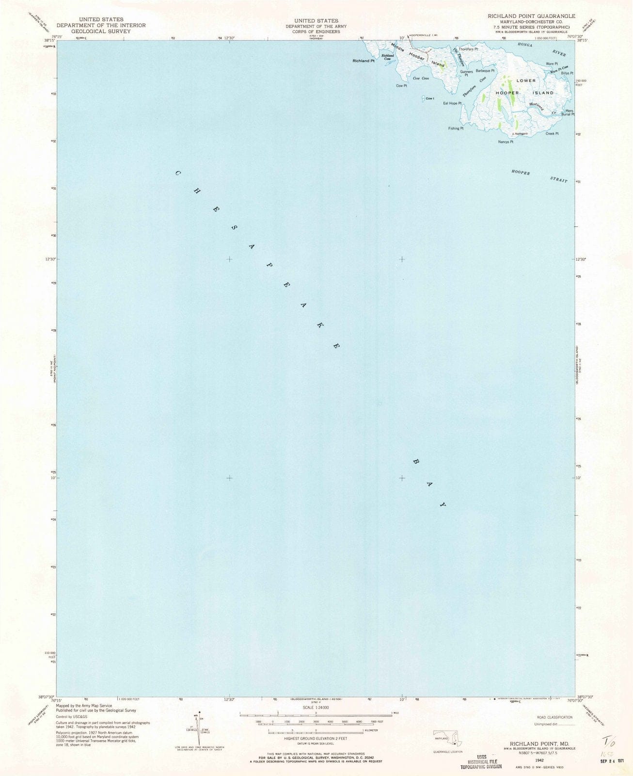 1942 Richland Point, MD - Maryland - USGS Topographic Map