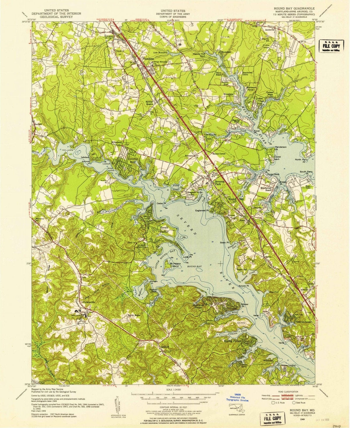 1949 Round Bay, MD - Maryland - USGS Topographic Map