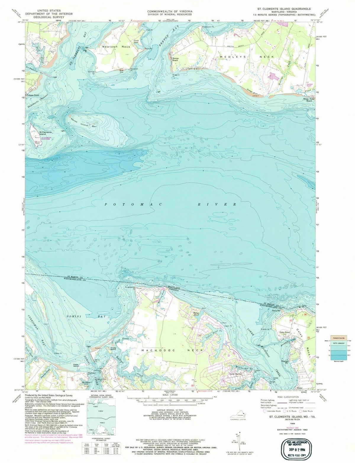 1968 St. Clements Island, MD - Maryland - USGS Topographic Map