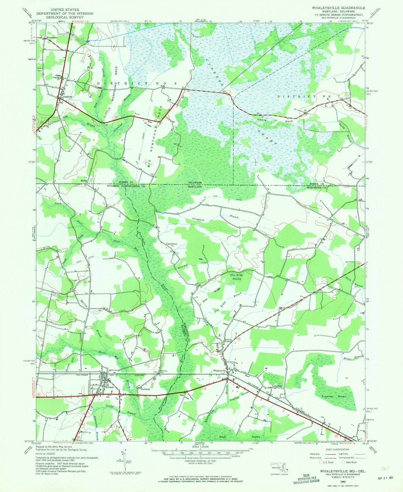 1942 Whaleysville, MD - Maryland - USGS Topographic Map