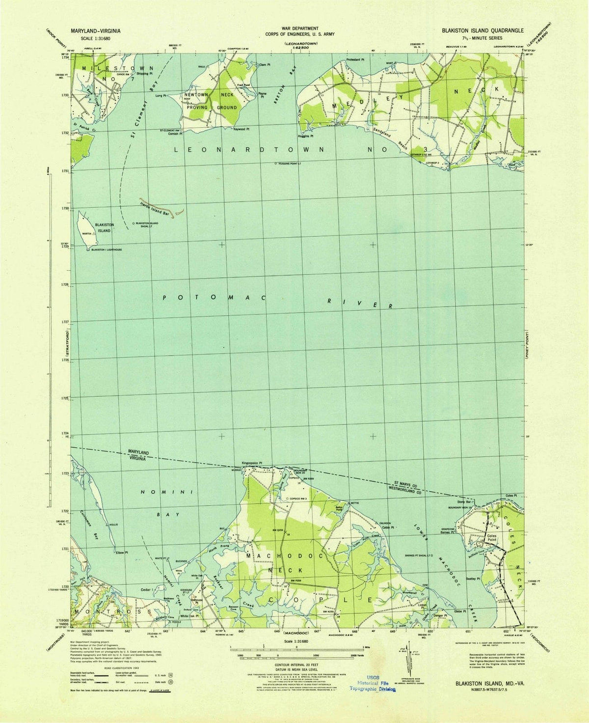 1943 Blakiston Island, MD - Maryland - USGS Topographic Map
