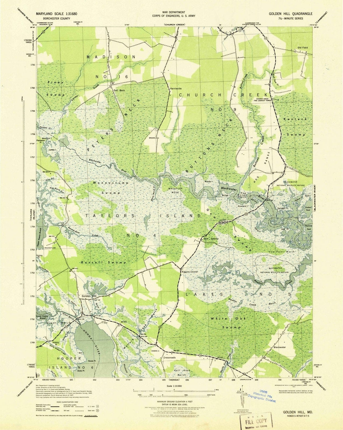 1943 Golden Hill, MD - Maryland - USGS Topographic Map